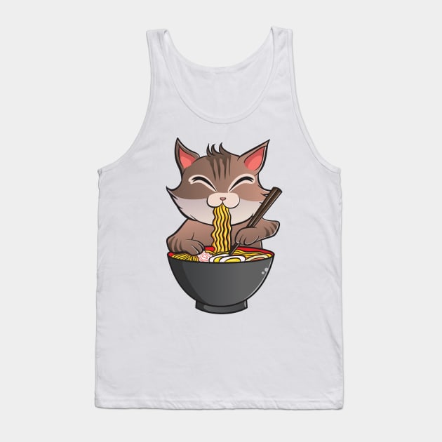 Cute & Funny Anime Kitty Ramen Kawaii Cat Tank Top by theperfectpresents